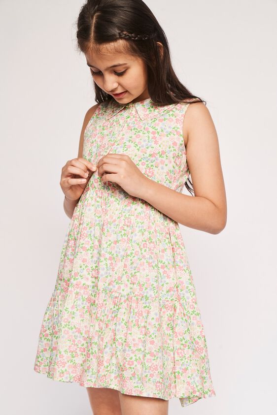 White Floral Flounce Dress, White, image 4